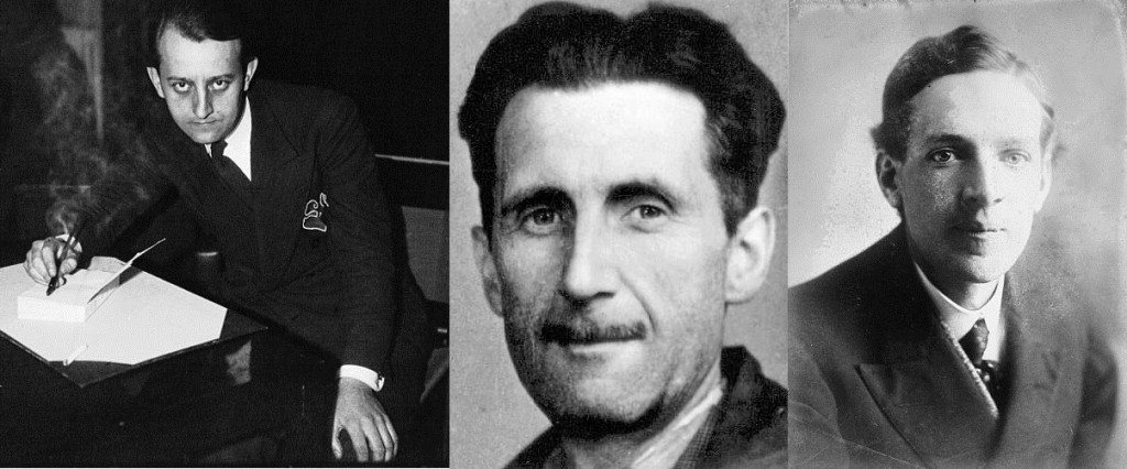 Kirjailijat André Malraux (1901-1976) kuvassa vasemmalla, George Orwell (1903-1950) keskellä ja Upton Sinclair (1878-1968) oikealla kirjoittivat jokainen aikalaiskuvauksen Espanjan sisällissodan alkuvaiheesta tasavaltalaisesta näkökulmasta. Sinclairin teos keskittyi amerikkalaisten vapaaehtoisten tunnelmiin ja Madridin puolustamiseen Abraham Lincoln-pataljoonassa. Malraux tavoitteli romaanillaan laajaa läpileikkausta sodan kulusta ja kansainvälisten vapaaehtoisten monenkirjavasta aatemaailmasta. Orwell kirjoitti omakohtaisen raportin Katalonian tilanteesta erityisesti anarkistien näkökulmasta ja omiin taistelukokemuksiinsa perustuen.