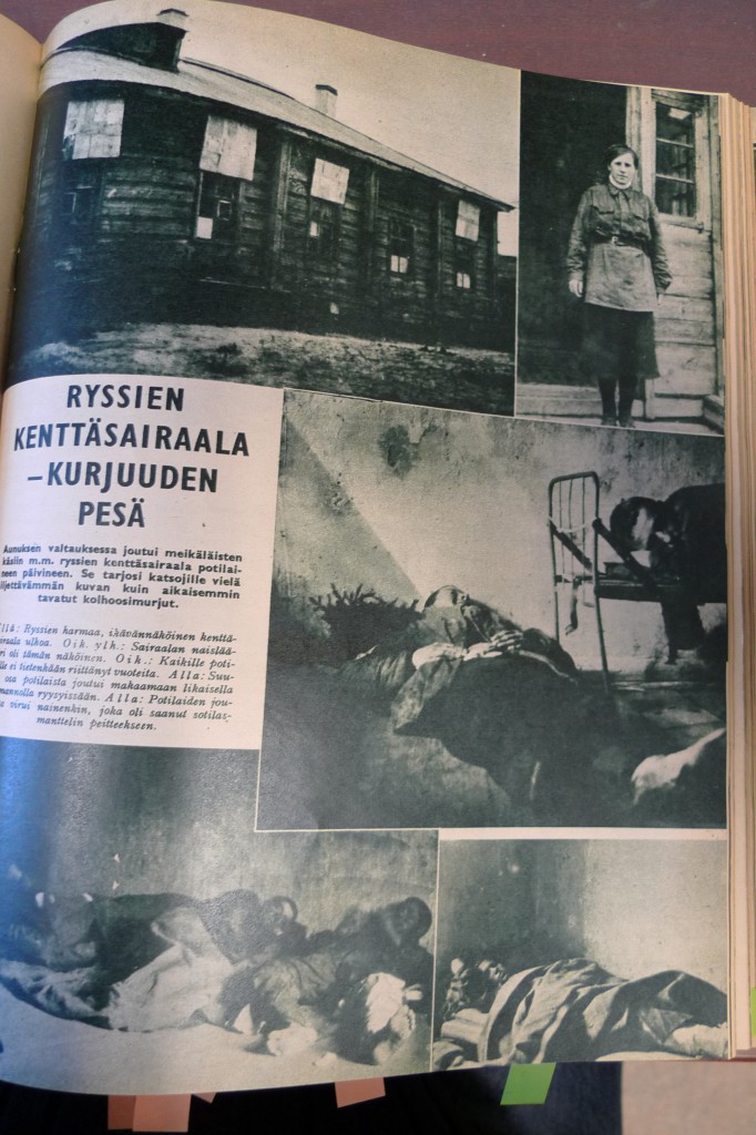 Kuva 11 (Hakkapeliitta 46/1941, 1449). Kuvasarja ”Ryssien kenttäsairaala — Kurjuuden pesä”.