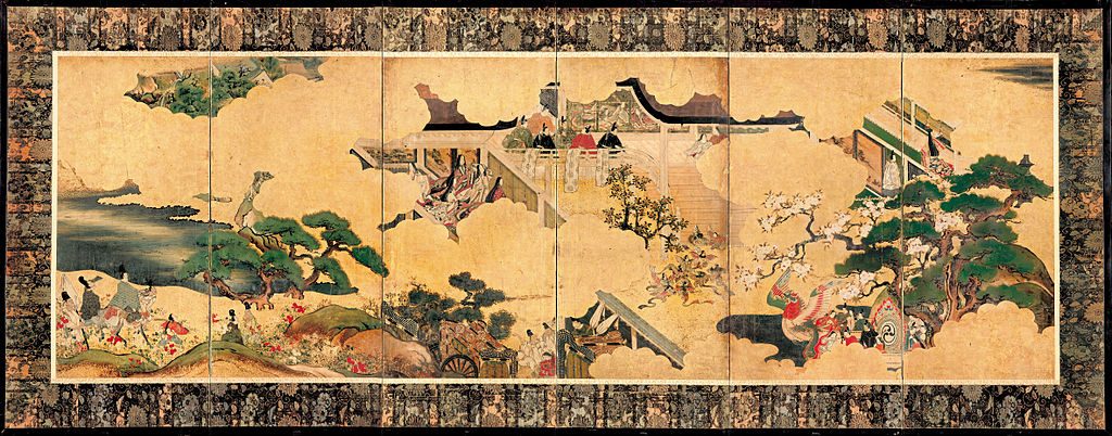 Scenes from the three chapters of The tale of Genji, 17th century. Lähde: Wikimedia Commons