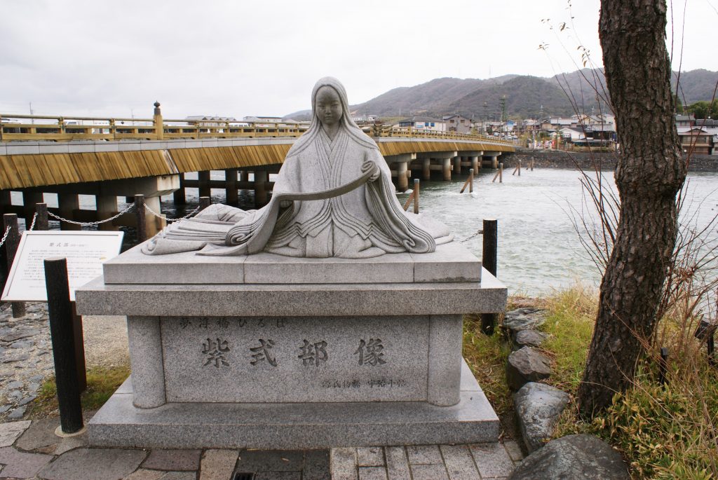 The statue of Genji monogatari's author, Murasaki Shikibu, in the city of Uji nearby Kyoto. Photo: Raisa Porrasmaa.