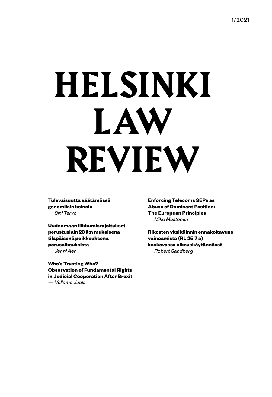 					Näytä Vol 15 Nro 1 (2021): Helsinki Law Review 1/2021
				