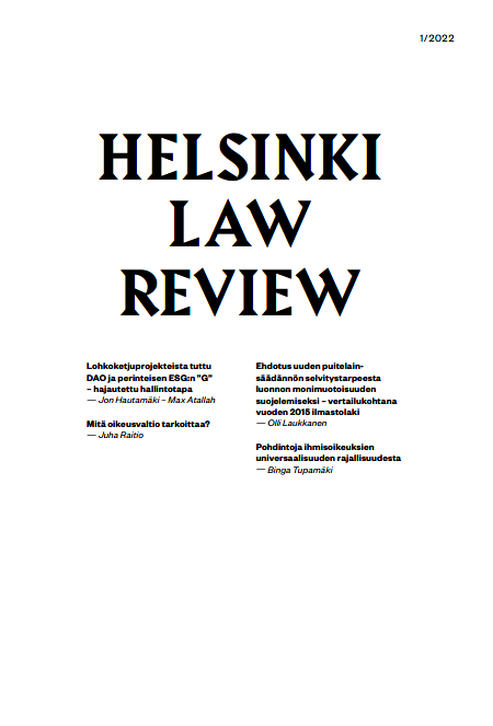 					Näytä Vol 16 Nro 1 (2022): Helsinki Law Review 1/2022
				