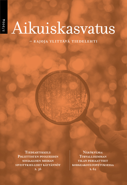 					View Vol. 44 No. 1 (2024): Aikuiskasvatus 1/2024
				