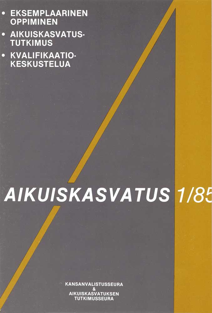 					View Vol. 5 No. 1 (1985): Aikuiskasvatus 1/85
				