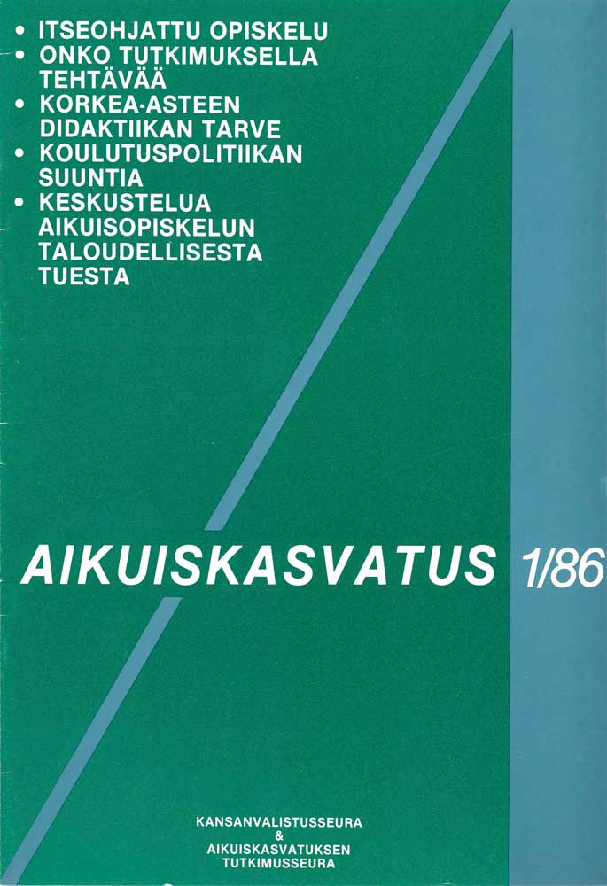 					View Vol. 6 No. 1 (1986): Aikuiskasvatus 1/86
				