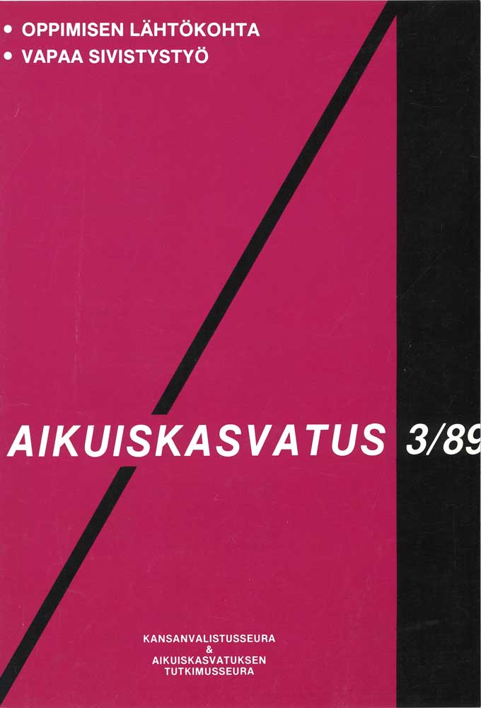 					View Vol. 9 No. 3 (1989): Aikuiskasvatus 3/89
				