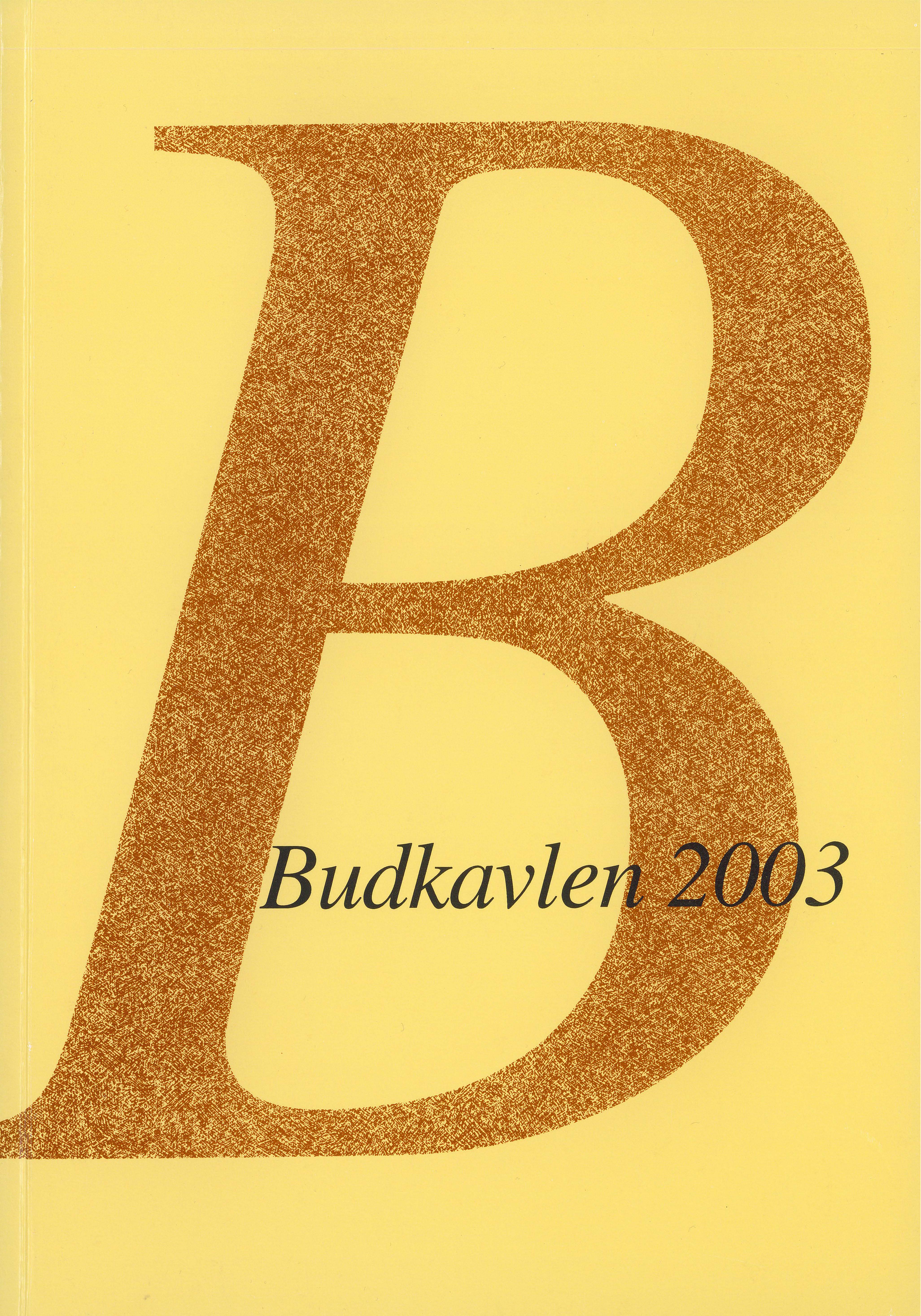 Pärmbild för Budkavlen 2003.