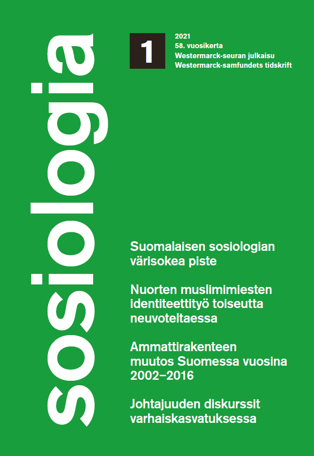 					Visa Vol 58 Nr 1 (2021): Sosiologia 1/2021 (Vol. 58)
				