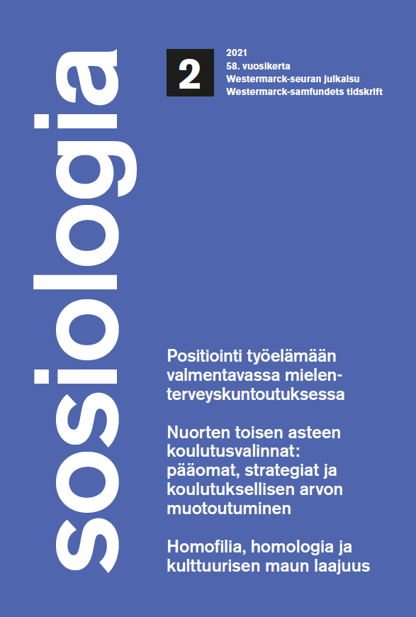 					Visa Vol 58 Nr 2 (2021): Sosiologia 2/2021 (Vol. 58)
				