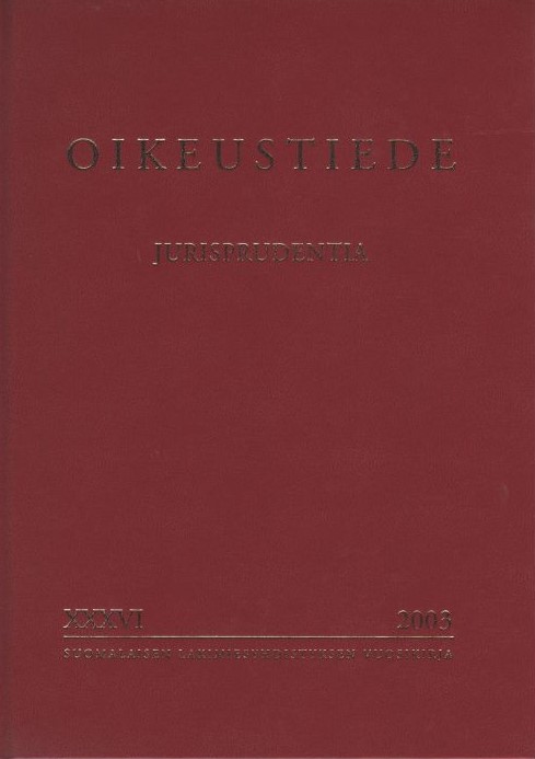 					Visa Vol 36 Nr XXXVI (2003): Oikeustiede-Jurisprudentia-vuosikirja
				