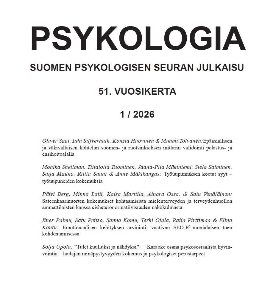 					Näytä Vol 61 Nro 1 (2026): Psykologia
				