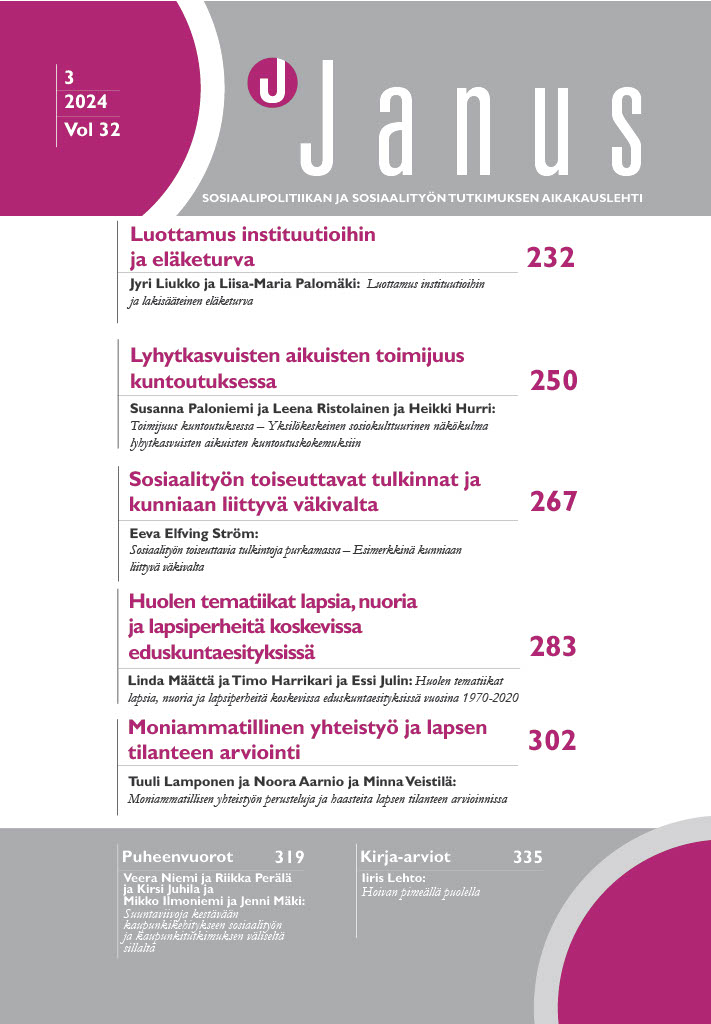 					Näytä Vol 32 Nro 3 (2024): Janus 32 (3)
				