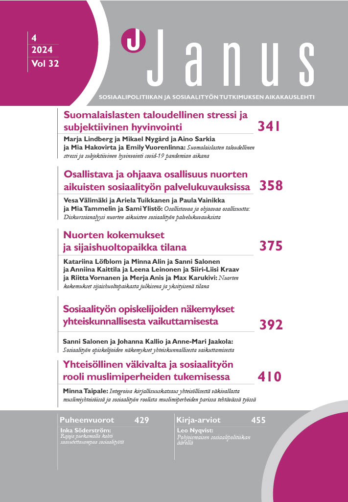 					Näytä Vol 32 Nro 4 (2024): Janus 32 (4)
				