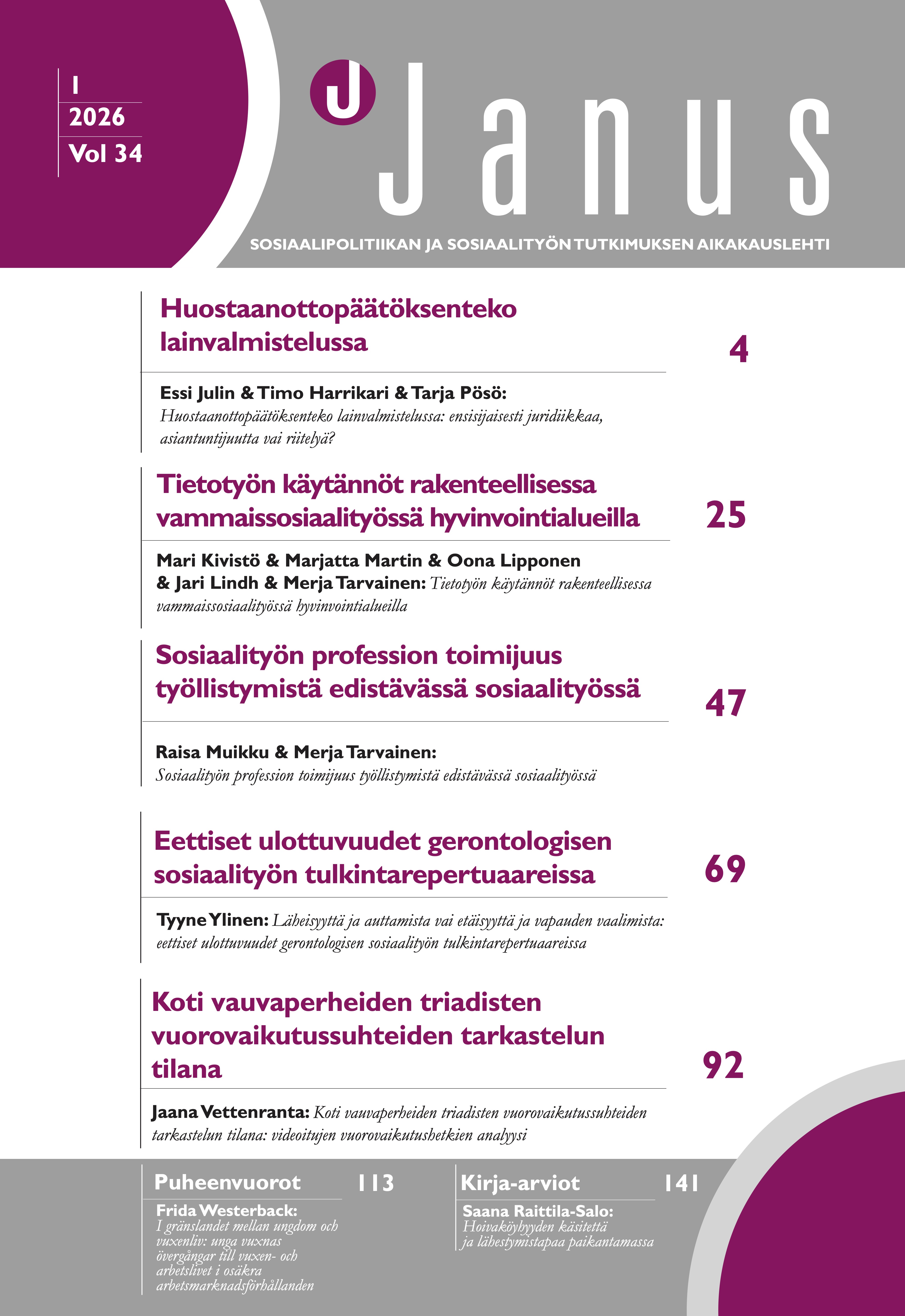 Janus 1/2026 kansikuva