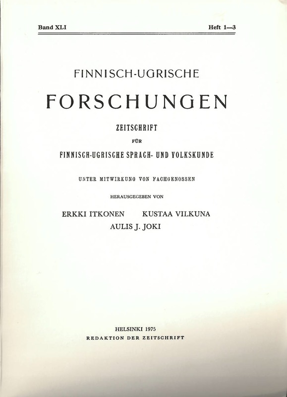 					View Vol. 1975 No. 41 (1975): Finnisch-Ugrische Forschungen 41
				