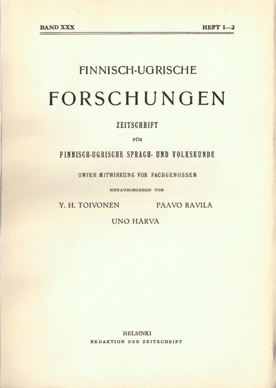 					View Vol. 1949 No. 30 (1949): Finnisch-Ugrische Forschungen 30
				