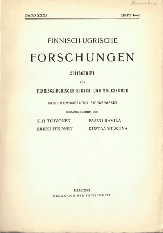 					View Vol. 1953 No. 31 (1953): Finnisch-Ugrische Forschungen 31
				