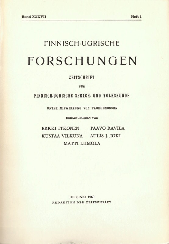 					View Vol. 1969 No. 37 (1969): Finnisch-Ugrische Forschungen 37
				