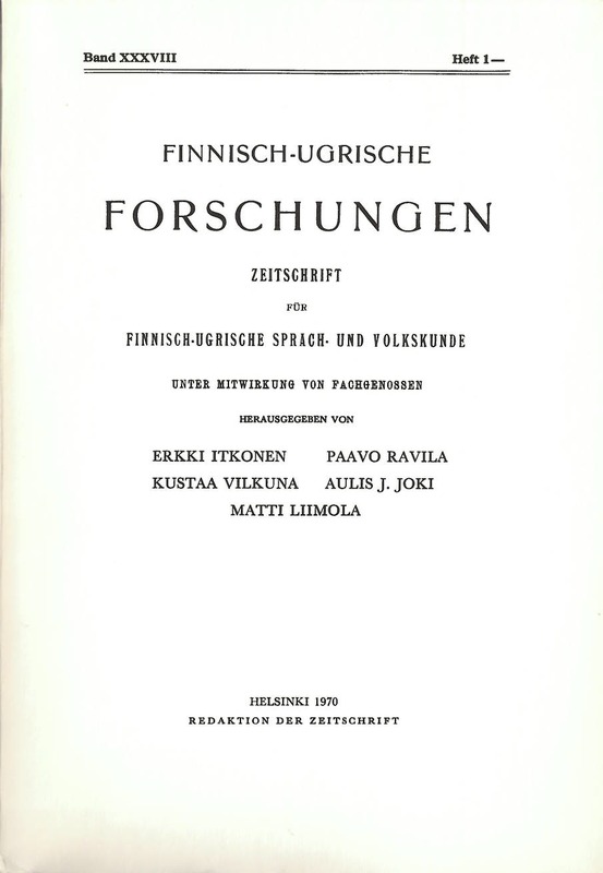 					View Vol. 1970 No. 38 (1970): Finnisch-Ugrische Forschungen 38
				