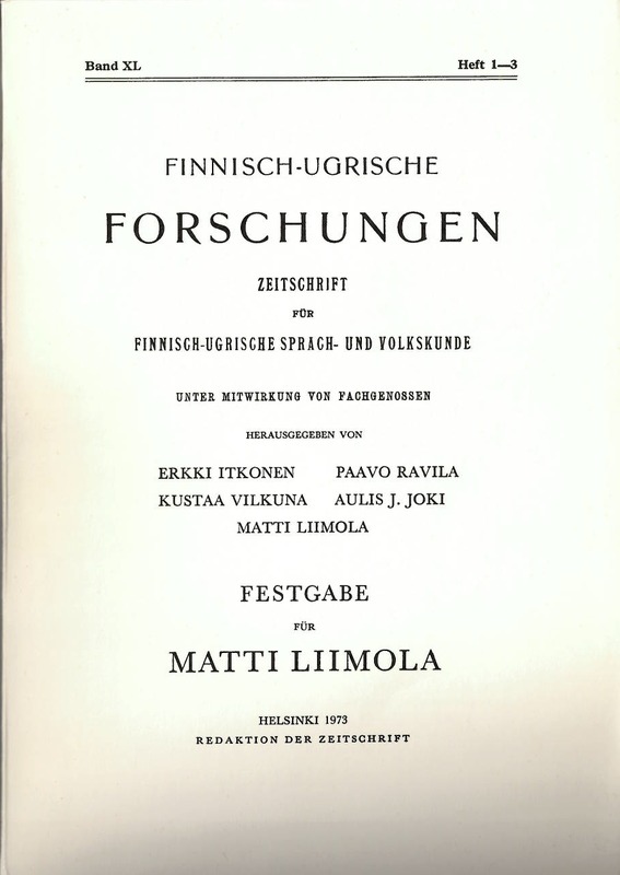 					View Vol. 1973 No. 40 (1973): Finnisch-Ugrische Forschungen 40
				