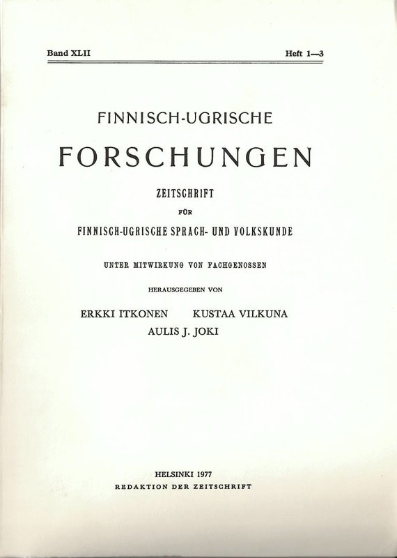 					View Vol. 1977 No. 42 (1977): Finnisch-Ugrische Forschungen 42
				
