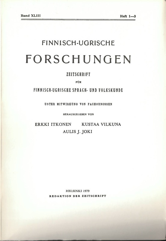					View Vol. 1979 No. 43 (1979): Finnisch-Ugrische Forschungen 43
				