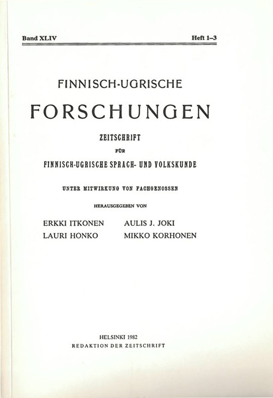 					View Vol. 1982 No. 44 (1982): Finnisch-Ugrische Forschungen 44
				