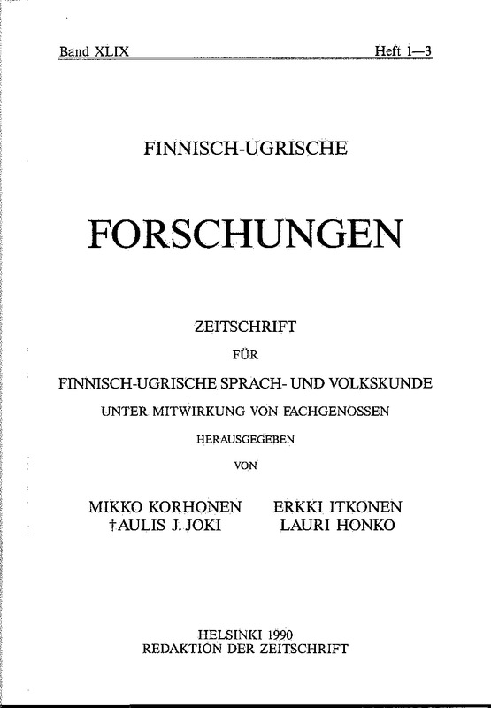 					View Vol. 1990 No. 49 (1990): Finnisch-Ugrische Forschungen 49
				