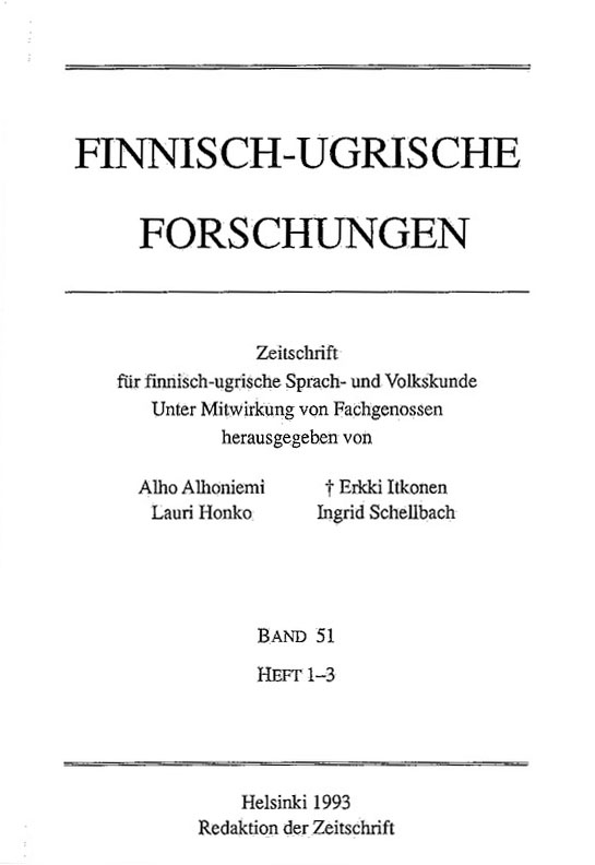 					View Vol. 1993 No. 51 (1993): Finnisch-Ugrische Forschungen 51
				