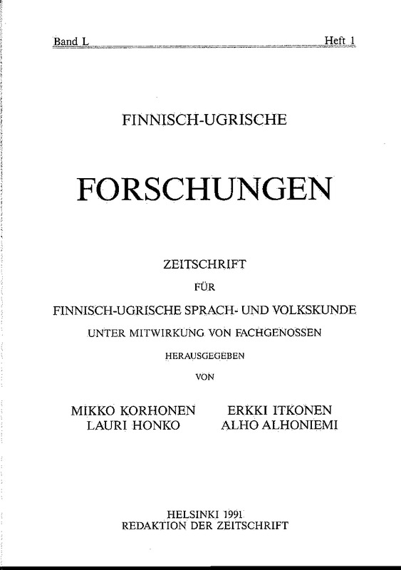 					View Vol. 1991 No. 50 (1991): Finnisch-Ugrische Forschungen 50
				